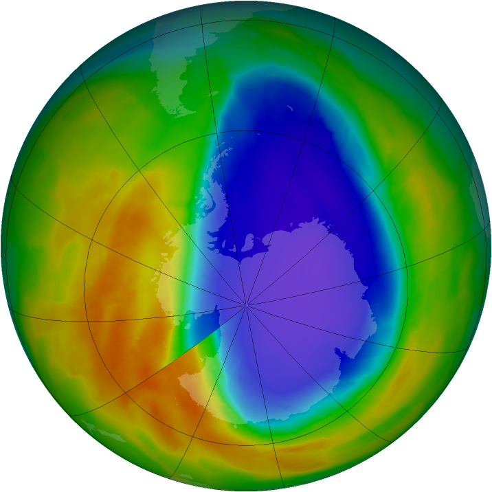 Antarctic ozone map for 14 October 2014